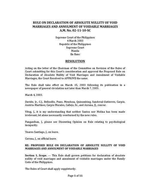 Rule on Declaration of Absolute Nullity of Void Marriages and .